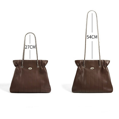 Minimalistische Umhängetasche aus echtem Leder für Damen mit großer Kapazität und Kette