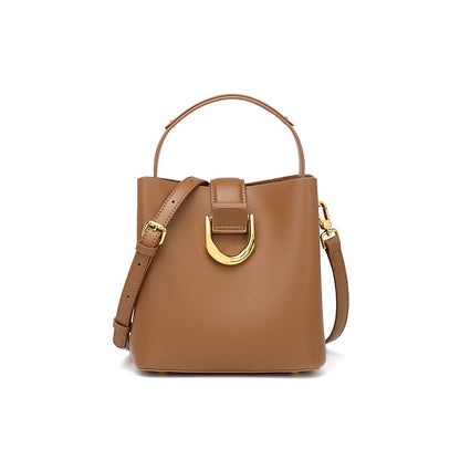 Sac seau en cuir véritable pour femme – Sac bandoulière grande capacité pour les déplacements quotidiens