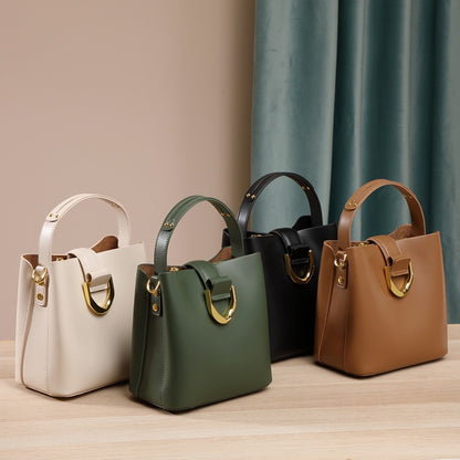 Sac seau en cuir véritable pour femme – Sac bandoulière grande capacité pour les déplacements quotidiens