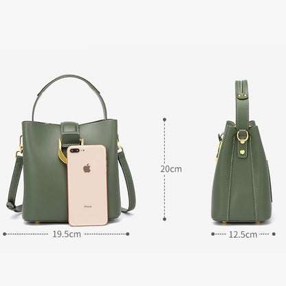 Sac seau en cuir véritable pour femme – Sac bandoulière grande capacité pour les déplacements quotidiens