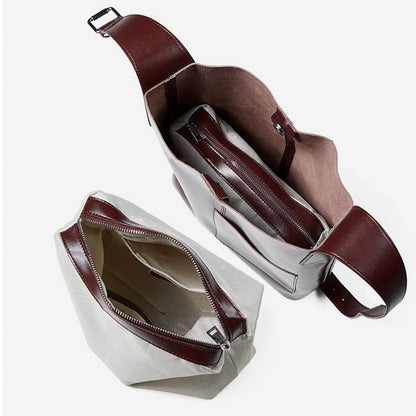 Bolso Hobo de Cuero – Silueta Minimalista con Detalle de Bolsillo Característico