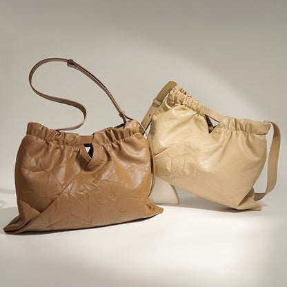 Umhängetasche aus echtem Leder im Lazy-Style mit Kordelzug für Damen