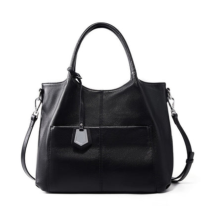 Sac fourre-tout grande capacité en cuir véritable pour femme – Style décontracté élégant