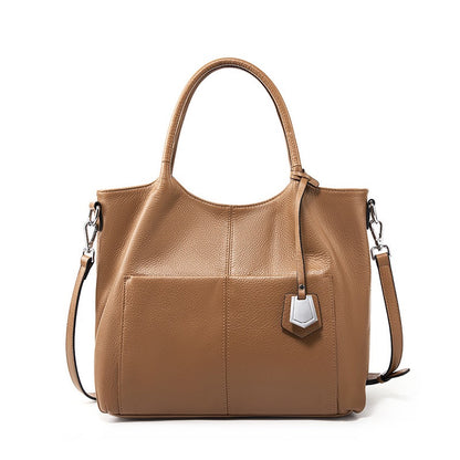 Sac fourre-tout grande capacité en cuir véritable pour femme – Style décontracté élégant