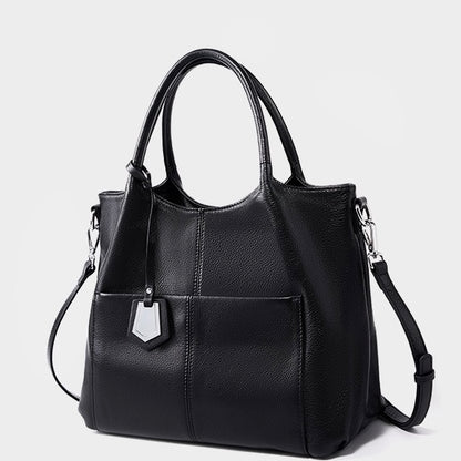 Sac fourre-tout grande capacité en cuir véritable pour femme – Style décontracté élégant