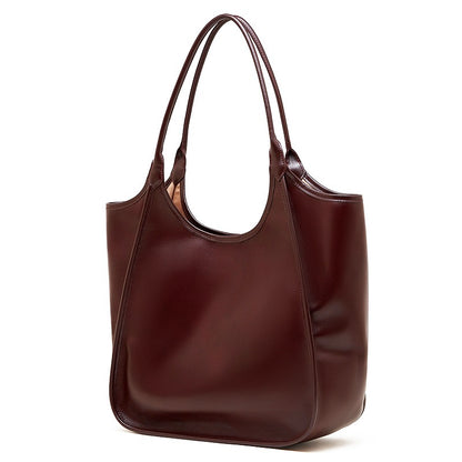 Bolso Tote de Cuero Genuino Vintage para Mujer Espresso