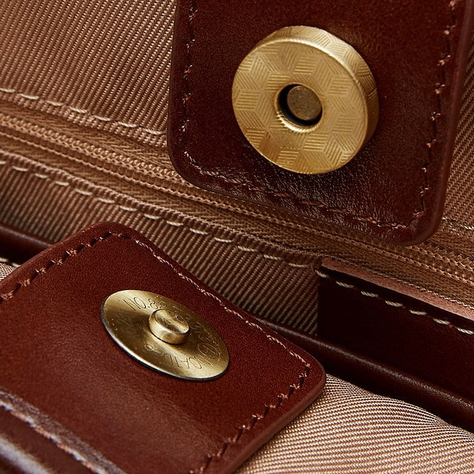 Bolso Tote de Cuero Genuino Vintage para Mujer Espresso