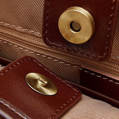 Bolso Tote de Cuero Genuino Vintage para Mujer Espresso