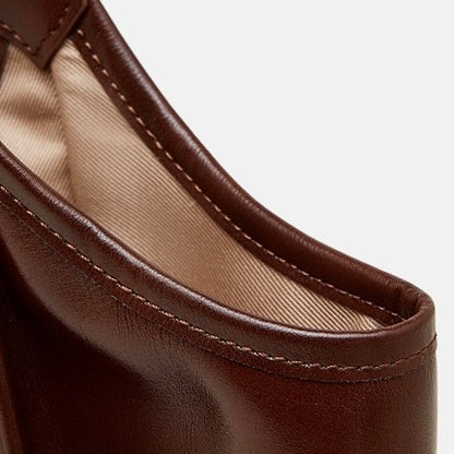 Bolso Tote de Cuero Genuino Vintage para Mujer Espresso