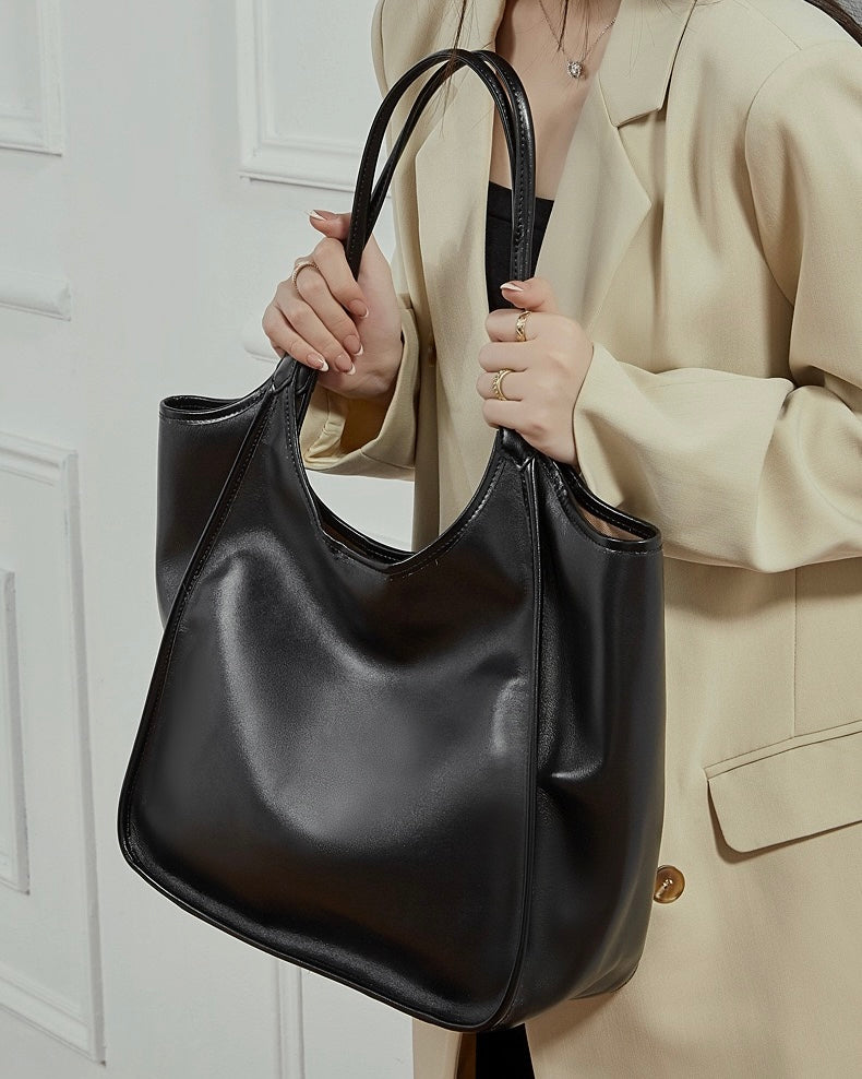 Bolso Tote de Cuero Genuino Vintage para Mujer Espresso