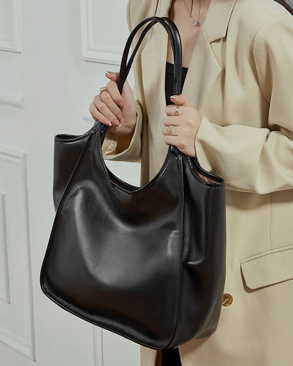 Bolso Tote de Cuero Genuino Vintage para Mujer Espresso