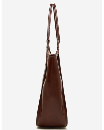 Bolso Tote de Cuero Genuino Vintage para Mujer Espresso