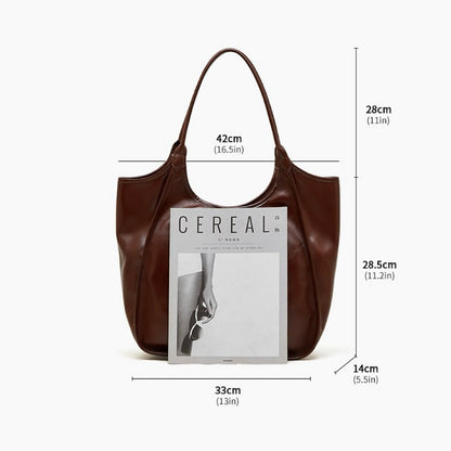 Bolso Tote de Cuero Genuino Vintage para Mujer Espresso