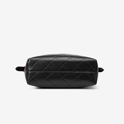 Suede Genuine Leather Color Block Chain Bucket Bag