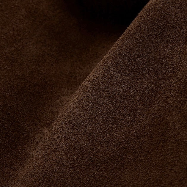 Bolso Tote Estructurado de Ante de Chocolate y Cuero Genuino