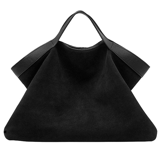 Black handbag on a white background