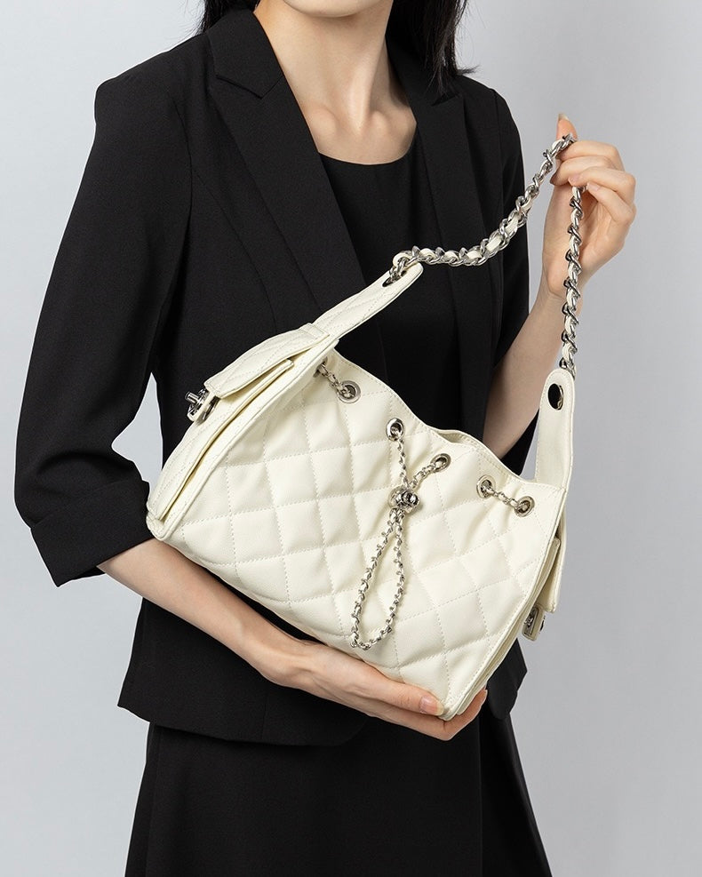 Beg Crossbody Baldi Kapasiti Besar Corak Kaviar Kulit Asli