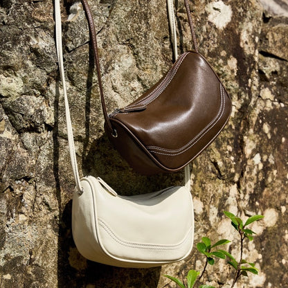 Mini-Umhängetasche aus echtem Leder für Damen – Elegante Handtasche aus genarbtem Leder für den Alltag