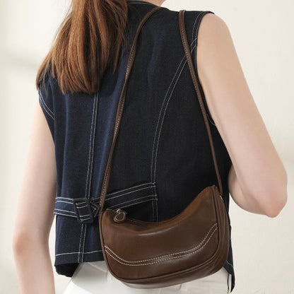 Mini-Umhängetasche aus echtem Leder für Damen – Elegante Handtasche aus genarbtem Leder für den Alltag