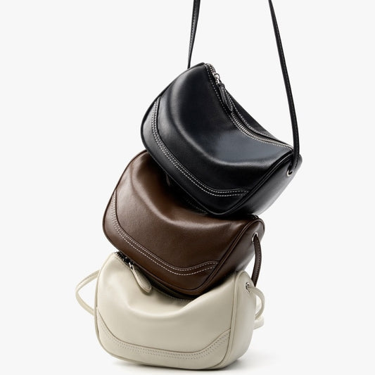 Mini-Umhängetasche aus echtem Leder für Damen – Elegante Handtasche aus genarbtem Leder für den Alltag
