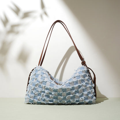 Damen-Umhängetasche aus echtem Leder im Patchwork-Stil im Vintage-Stil