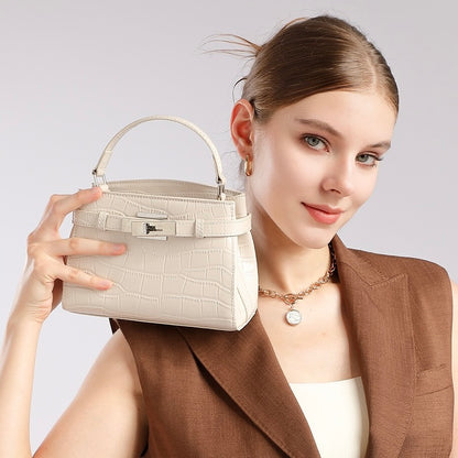Damen-Nischenhandtasche aus echtem Leder mit Krokodilmuster