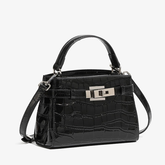 Damen-Nischenhandtasche aus echtem Leder mit Krokodilmuster