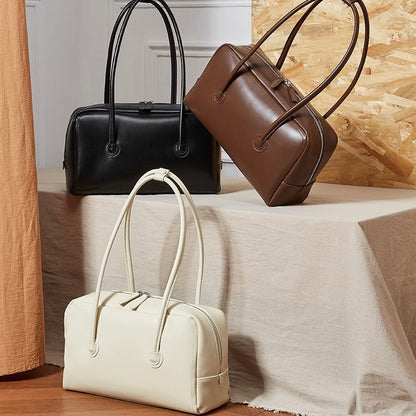 Boston Strukturierte Kissen-Schultertasche aus echtem Leder für Damen