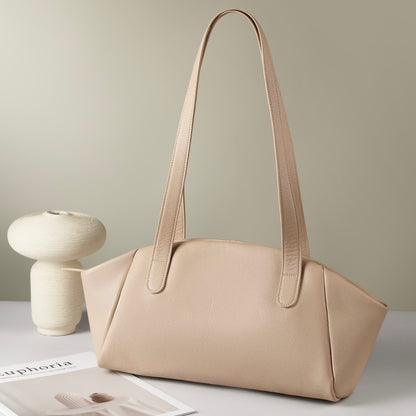 Geflügelte Tragetasche aus echtem Leder für Damen – Minimalistische Pendlertasche mit großem Fassungsvermögen