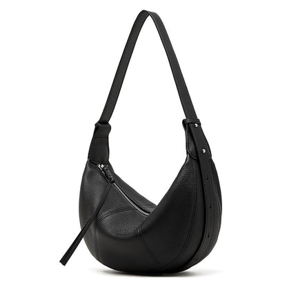 Bolso bandolera cruzado de cuero granuloso en forma de media luna para mujer
