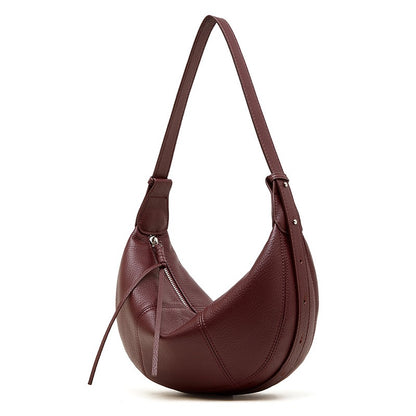 Bolso bandolera cruzado de cuero granuloso en forma de media luna para mujer
