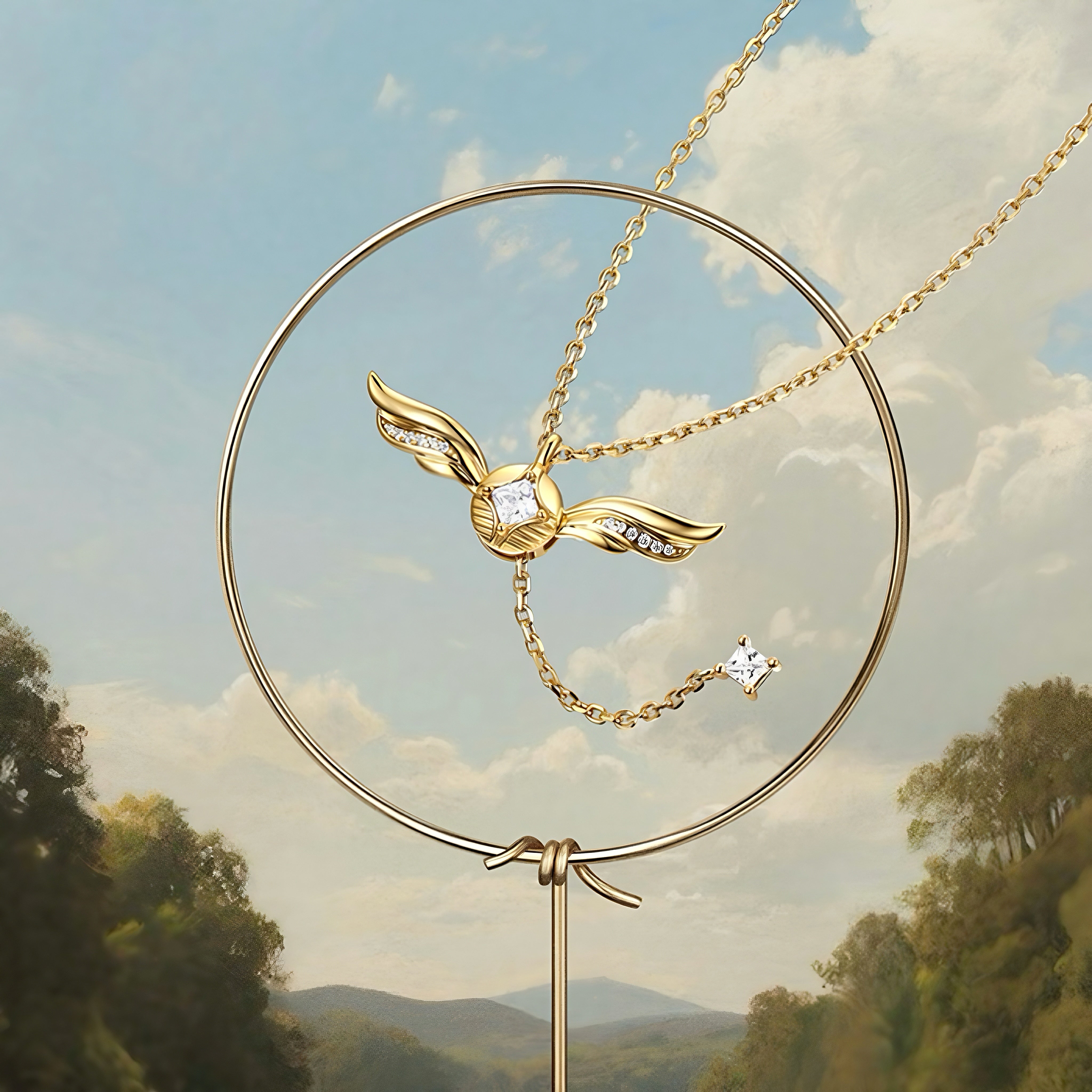 Golden Winged Sparkle Lariat Necklace – VELOISSE
