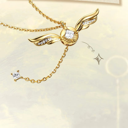 Golden Winged Sparkle Lariat Necklace