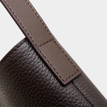 Women's Pebbled Leather Bucket Bag with Knot & Sphere Detail