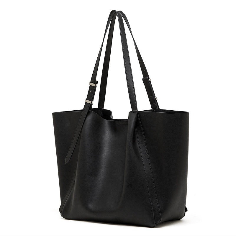 Minimalist Genuine Leather Tote – Women's Spacious Everyday Essential