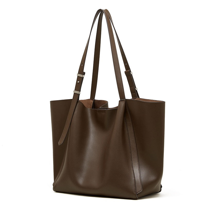Minimalist Genuine Leather Tote – Women's Spacious Everyday Essential