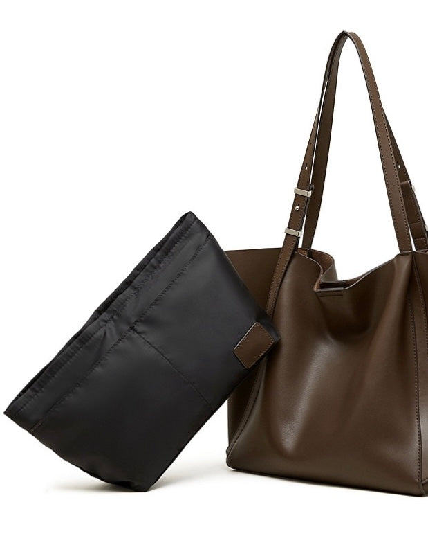 Minimalist Genuine Leather Tote – Women's Spacious Everyday Essential