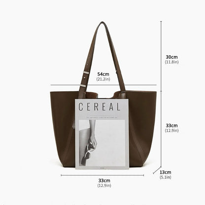 Minimalist Genuine Leather Tote – Women's Spacious Everyday Essential