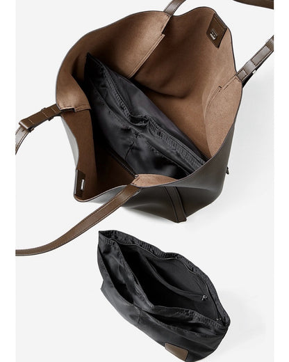 Minimalist Genuine Leather Tote – Women's Spacious Everyday Essential