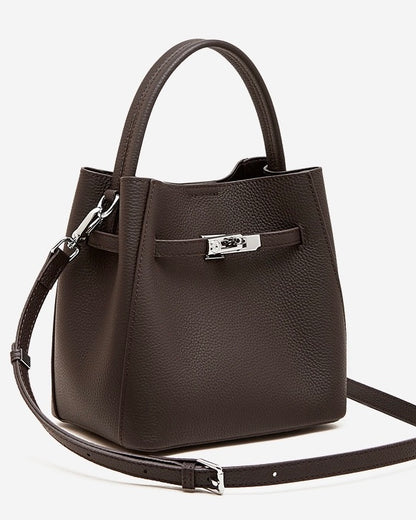 Women's Luxury Genuine Leather Basket Bucket Bag