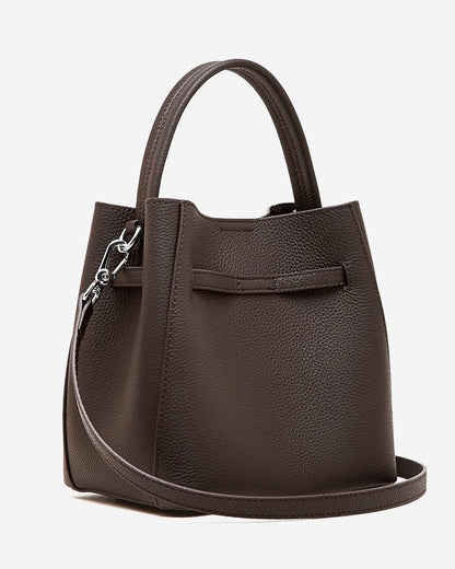 Women's Luxury Genuine Leather Basket Bucket Bag