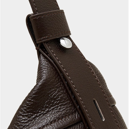 Women's Genuine Pebbled Leather Crescent Bag with Tassel Accent