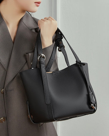 Elegante Damen-Beuteltasche aus echtem Togo-Leder mit passendem Beutel