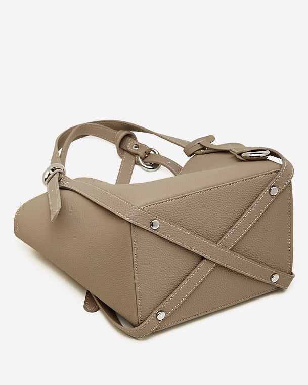 Elegante Damen-Beuteltasche aus echtem Togo-Leder mit passendem Beutel