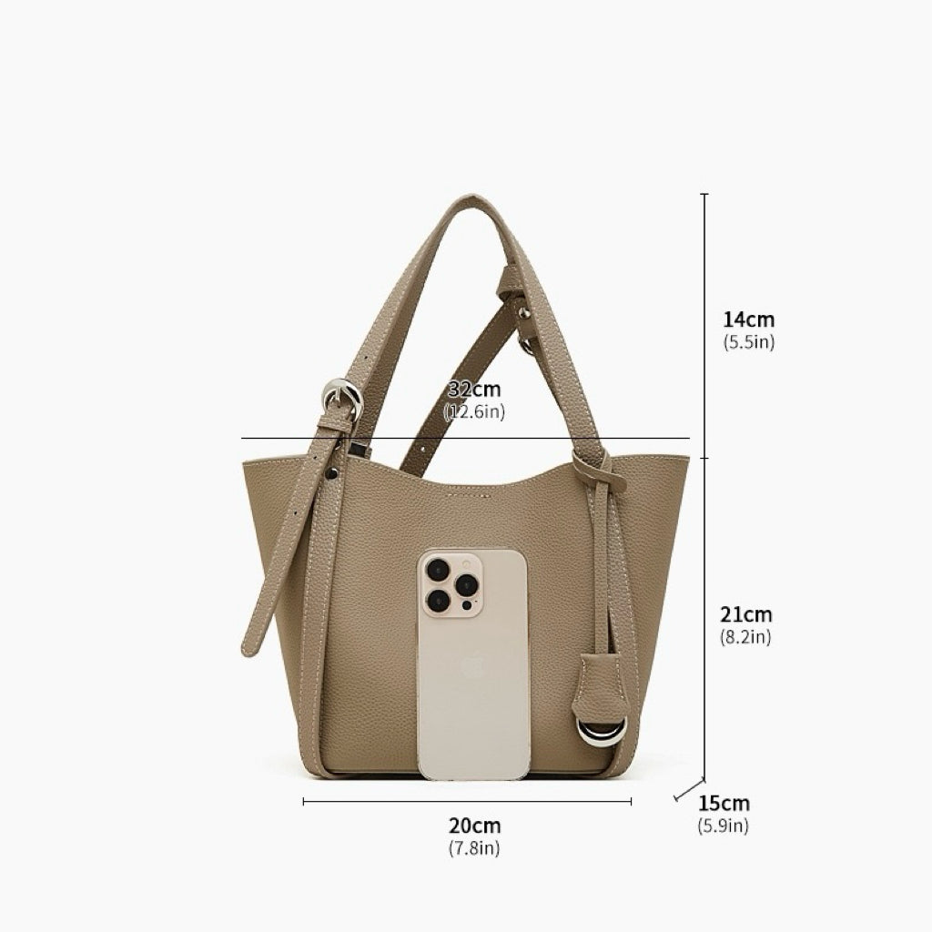 Elegante Damen-Beuteltasche aus echtem Togo-Leder mit passendem Beutel