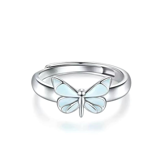 Luminous Dream Blue Butterfly Ring