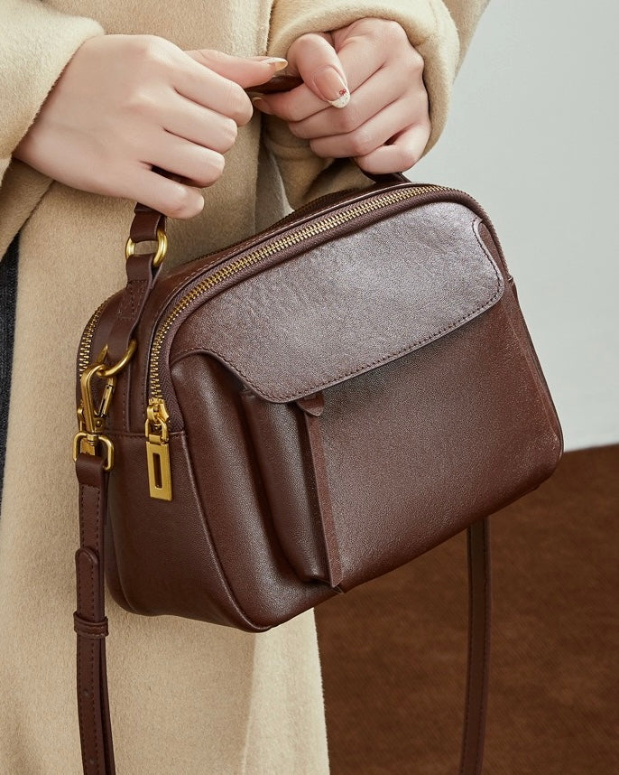 Bolso bandolera Aurelia de cuero genuino para mujer