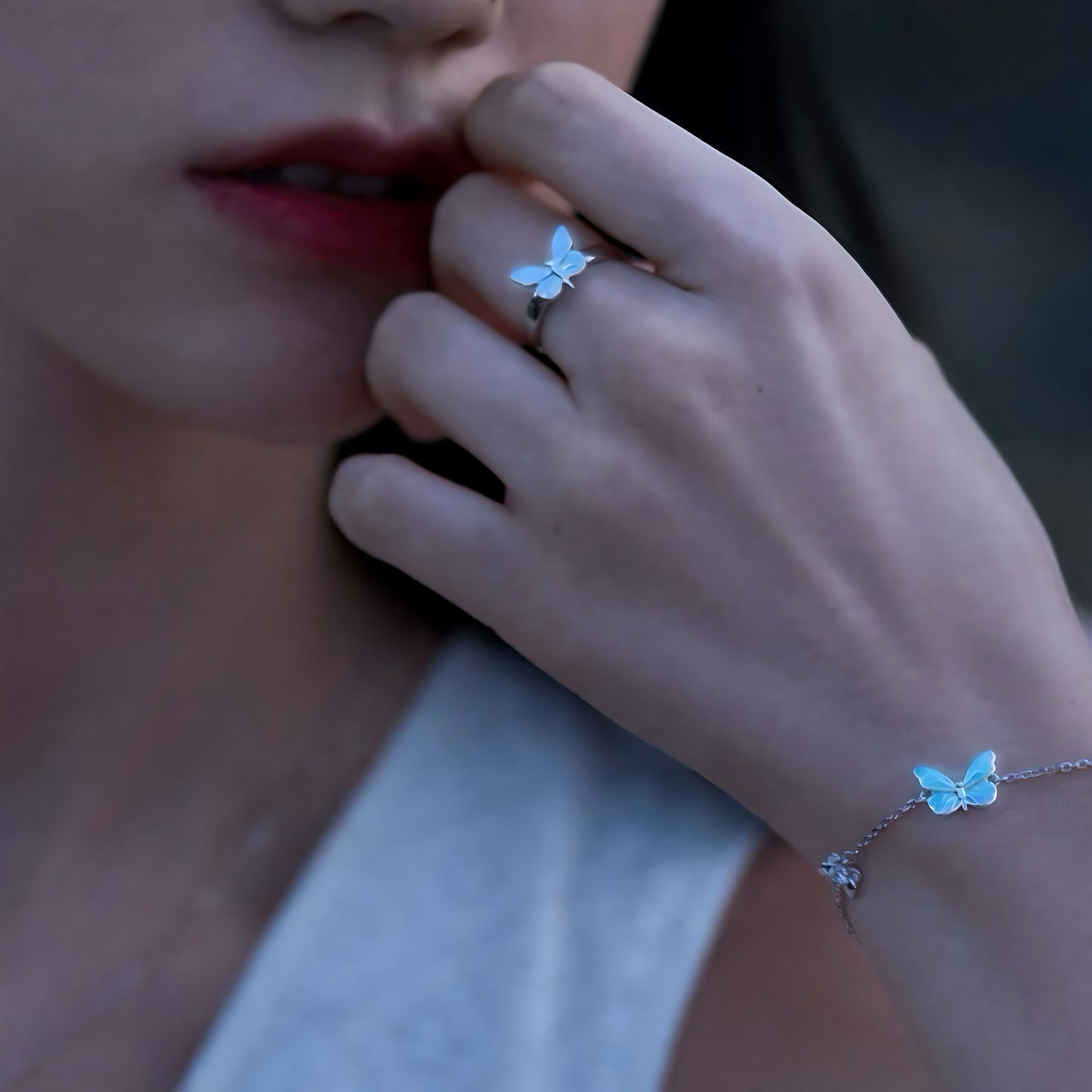 Pulsera Mariposa Azul Sueño Luminoso