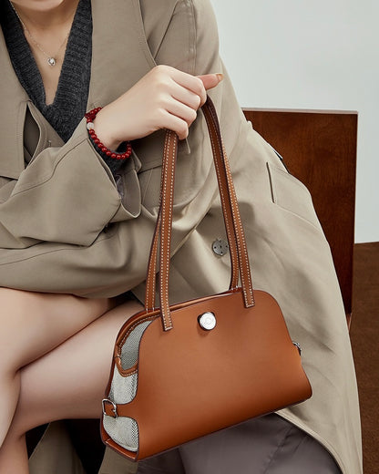 Bolso de mano Lumina para mujer de cuero genuino con forma de cúpula