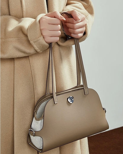 Bolso de mano Lumina para mujer de cuero genuino con forma de cúpula